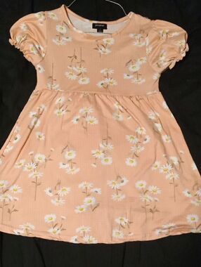 Pippa Peach Daisy Print Girls' Casual Dress